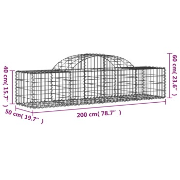 vidaXL Συρματοκιβώτια Τοξωτά 25 τεμ. 200x50x40/60 εκ. Γαλβαν. Ατσάλι