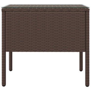 vidaXL Βοηθητικό Τραπεζάκι Καφέ 53x37x48cm Συνθ. Ρατάν/ Ψημένο Γυαλί 1 τεμ.