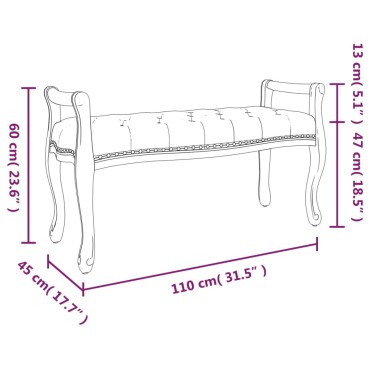 vidaXL Πάγκος Μπλε 110x45x60cm Βελούδινος 1 τεμ.