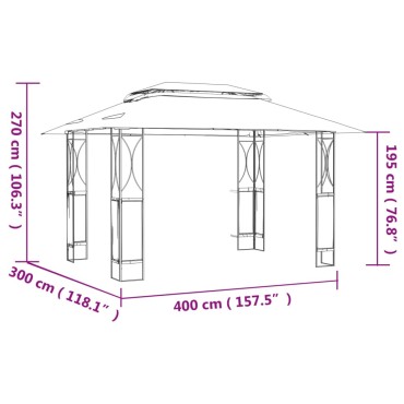vidaXL Κιόσκι με Οροφή Ανθρακί 400 x 300 x 270 εκ. από Ατσάλι