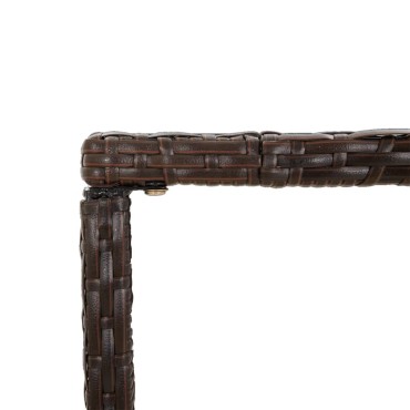 vidaXL Τραπέζι Μπαρ με Γυάλ. Επιφάνεια Καφέ 180x70x110cm Συνθ. Ρατάν 1 τεμ.
