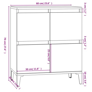 vidaXL Ντουλάπι Γκρι Σκυροδέματος 60x35x70cm Επεξεργασμένο Ξύλο 1 τεμ.