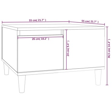 vidaXL Τραπεζάκι Σαλονιού Καφέ Δρυς 55x55x36,5cm Επεξεργασμένο Ξύλο 1 τεμ.