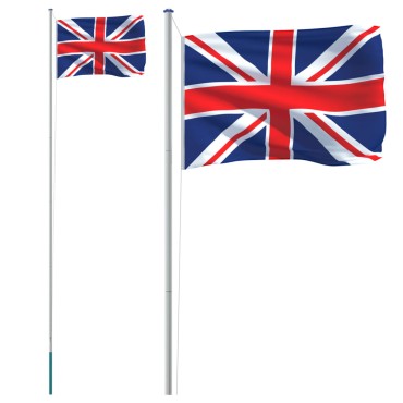 vidaXL Σημαία του Ηνωμένου Βασιλείου και Κοντάρι 6,23 μ. από Αλουμίνιο