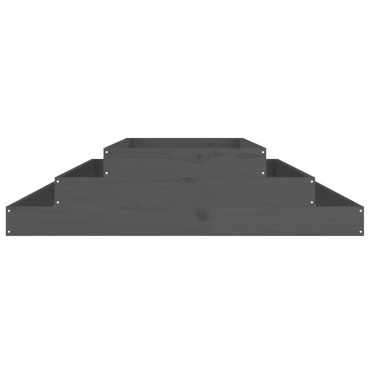 vidaXL Ζαρντινιέρα Γκρι 110 x 110 x 27 εκ. από Μασίφ Ξύλο Πεύκου