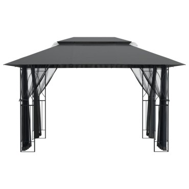 vidaXL Κιόσκι με Πλευρικά Τοιχώματα Ανθρακί 400x300x270 εκ. από Ατσάλι