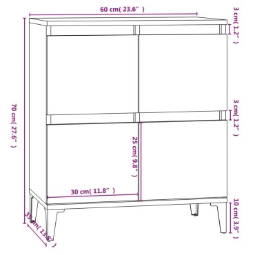 vidaXL Ντουλάπι Γκρι Sonoma 60x35x70cm από Επεξεργασμένο Ξύλο 1 τεμ.