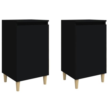 vidaXL Κομοδίνα 2 τεμ. Μαύρα 40x35x70cm από Επεξεργασμένο Ξύλο
