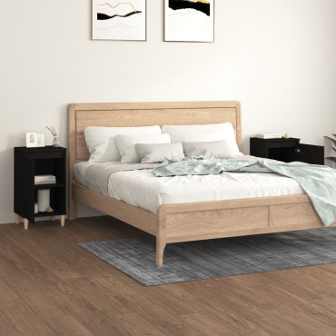 vidaXL Κομοδίνα 2 τεμ. Μαύρα 40x35x70cm από Επεξεργασμένο Ξύλο