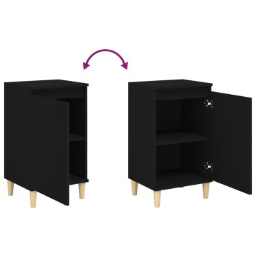 vidaXL Κομοδίνα 2 τεμ. Μαύρα 40x35x70cm από Επεξεργασμένο Ξύλο