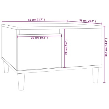vidaXL Τραπεζάκι Σαλονιού Μαύρο 55x55x36,5cm από Επεξεργασμένο Ξύλο 1 τεμ.