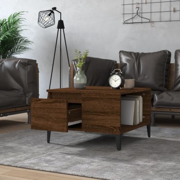 vidaXL Τραπεζάκι Σαλονιού Καφέ Δρυς 55x55x36,5cm Επεξεργασμένο Ξύλο 1 τεμ.