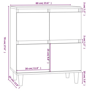 vidaXL Μπουφές Καφέ Δρυς 60x35x70cm από Επεξεργασμένο Ξύλο 1 τεμ.