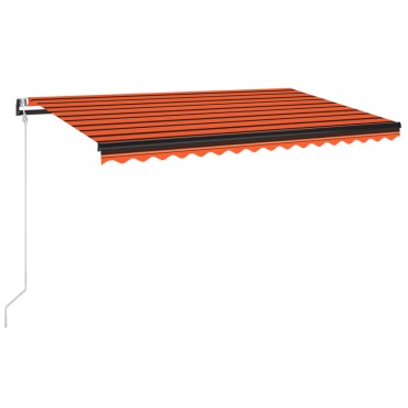 vidaXL Τέντα Αυτόματη με LED/Αισθητ. Ανέμου Πορτοκαλί/Καφέ 450x350 εκ.