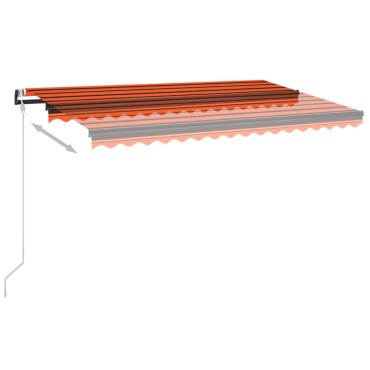 vidaXL Τέντα Αυτόματη με LED/Αισθητ. Ανέμου Πορτοκαλί/Καφέ 450x350 εκ.