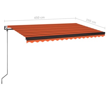 vidaXL Τέντα Αυτόματη με LED/Αισθητ. Ανέμου Πορτοκαλί/Καφέ 450x350 εκ.