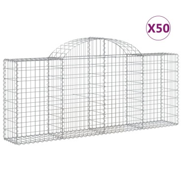 vidaXL Συρματοκιβώτια Τοξωτά 50 τεμ. 200x30x80/100 εκ. Γαλβαν. Ατσάλι