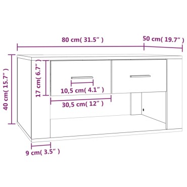 vidaXL Τραπεζάκι Σαλονιού Μαύρο 80x50x40cm Επεξεργασμένο Ξύλο 1 τεμ.