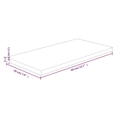 vidaXL Ράφι 40x20x1,5cm από Ακατέργαστο Μασίφ Ξύλο Δρυός 1 τεμ.