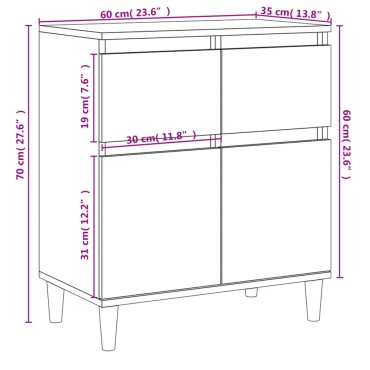 vidaXL Ντουλάπι Γκρι Sonoma 60x35x70cm από Επεξεργασμένο Ξύλο 1 τεμ.