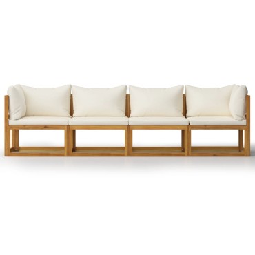 3057639 vidaXL 4-Seater Garden Sofa with Cushion Cream Solid Acacia Wood  (2x311857)