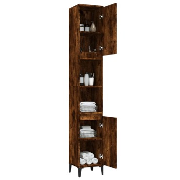 vidaXL Ντουλάπι Μπάνιου Καπνιστή Δρυς 30x30x190cm Επεξεργασμένο Ξύλο 1 τεμ.