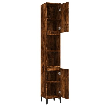 vidaXL Ντουλάπι Μπάνιου Καπνιστή Δρυς 30x30x190cm Επεξεργασμένο Ξύλο 1 τεμ.