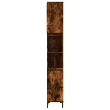 vidaXL Ντουλάπι Μπάνιου Καπνιστή Δρυς 30x30x190cm Επεξεργασμένο Ξύλο 1 τεμ.