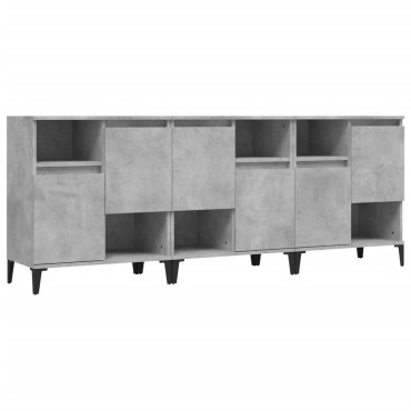 vidaXL Ντουλάπια 3 τεμ. Γκρι Σκυροδέματος 60x35x70cm Επεξεργ. Ξύλο