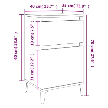 vidaXL Κομοδίνα 2 τεμ. Καπνιστή Δρυς 40x35x70cm