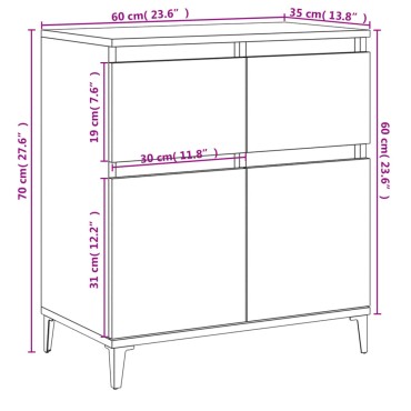 vidaXL Ντουλάπι Καπνιστή Δρυς 60x35x70cm από Επεξεργασμένο Ξύλο 1 τεμ.