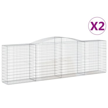vidaXL Συρματοκιβώτια Τοξωτά 2 τεμ. 400x50x120/140 εκ. Γαλβαν. Ατσάλι