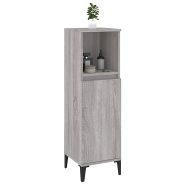 vidaXL Ντουλάπι Μπάνιου Γκρι Sonoma 30x30x100cm Επεξεργασμένο Ξύλο 1 τεμ.