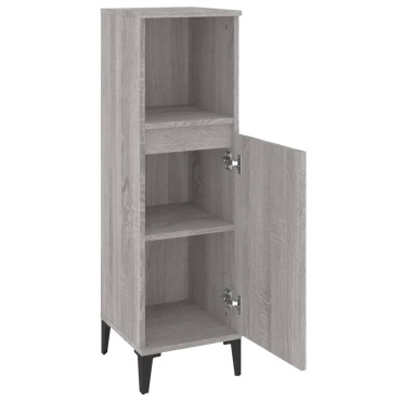 vidaXL Ντουλάπι Μπάνιου Γκρι Sonoma 30x30x100cm Επεξεργασμένο Ξύλο 1 τεμ.