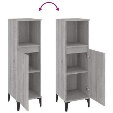 vidaXL Ντουλάπι Μπάνιου Γκρι Sonoma 30x30x100cm Επεξεργασμένο Ξύλο 1 τεμ.
