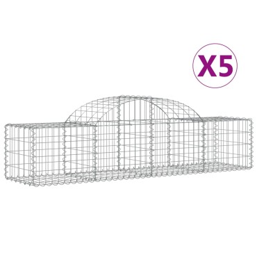 vidaXL Συρματοκιβώτια Τοξωτά 5 τεμ. 200x50x40/60 εκ. Γαλβαν. Ατσάλι