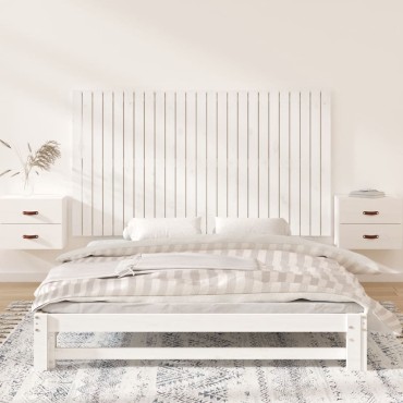 vidaXL Κεφαλάρι Τοίχου Λευκό 159,5x3x90cm από Μασίφ Ξύλο Πεύκου 1 τεμ.