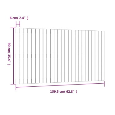 vidaXL Κεφαλάρι Τοίχου Λευκό 159,5x3x90cm από Μασίφ Ξύλο Πεύκου 1 τεμ.