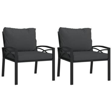 vidaXL Καρέκλες Κήπου 2 τεμ. 68x76x79cm Ατσάλι με Γκρι Μαξιλάρια Διθέσιος