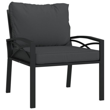 vidaXL Καρέκλες Κήπου 2 τεμ. 68x76x79cm Ατσάλι με Γκρι Μαξιλάρια Διθέσιος