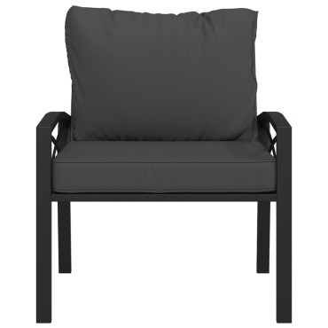 vidaXL Καρέκλες Κήπου 2 τεμ. 68x76x79cm Ατσάλι με Γκρι Μαξιλάρια Διθέσιος