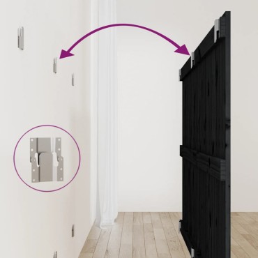 vidaXL Κεφαλάρι Τοίχου Μαύρο 159,5x3x90cm από Μασίφ Ξύλο Πεύκου 1 τεμ.