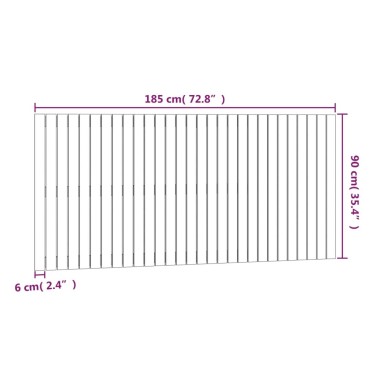 vidaXL Κεφαλάρι Τοίχου Μελί 185x3x90cm από Μασίφ Ξύλο Πεύκου 1 τεμ.