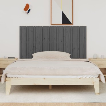 vidaXL Κεφαλάρι Τοίχου Γκρι 185x3x90cm από Μασίφ Ξύλο Πεύκου 1 τεμ.