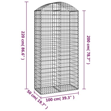 vidaXL Συρματοκιβώτιο Τοξωτό 100x50x200/220εκ. από Γαλβανισμένο Χάλυβα