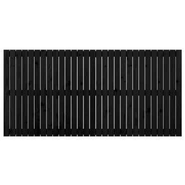 vidaXL Κεφαλάρι Τοίχου Μαύρο 185x3x90cm από Μασίφ Ξύλο Πεύκου 1 τεμ.