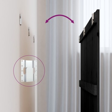 vidaXL Κεφαλάρι Τοίχου Μαύρο 185x3x90cm από Μασίφ Ξύλο Πεύκου 1 τεμ.