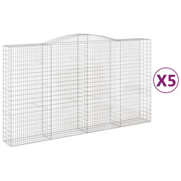 vidaXL Συρματοκιβώτια Τοξωτά 5 τεμ. 400x50x220/240 εκ. Γαλβαν. Ατσάλι