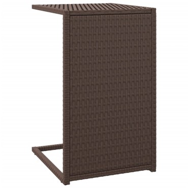 vidaXL Τραπέζι Γ Καφέ 40x35x60cm από Συνθετικό Ρατάν 1 τεμ.
