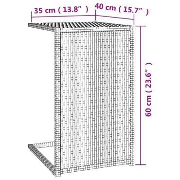 vidaXL Τραπέζι Γ Καφέ 40x35x60cm από Συνθετικό Ρατάν 1 τεμ.